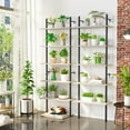 thumbnail image 6 of Bestier 70" Industrial Wall-Mounted Ladder Shelves 5 Tier Bookshelf Floating Shelves with 2 Hooks, Gray, 6 of 8