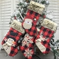 thumbnail image 3 of ZDWQFA Christmas Stockings Large Plaid Holders Elk Snowman Santa Claus Snowflake and Plush Faux Fur Cuff Gift Bag for Family Holiday Xmas Party Decorations, 3 of 7