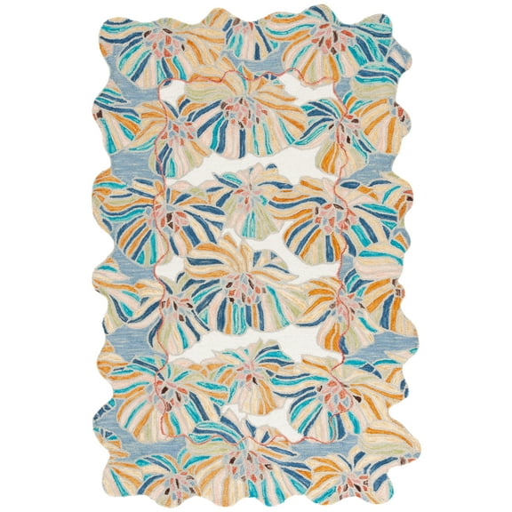 SAFAVIEH Jardin Antonio Floral Area Rug, Ivory/Blue, 8' x 10'