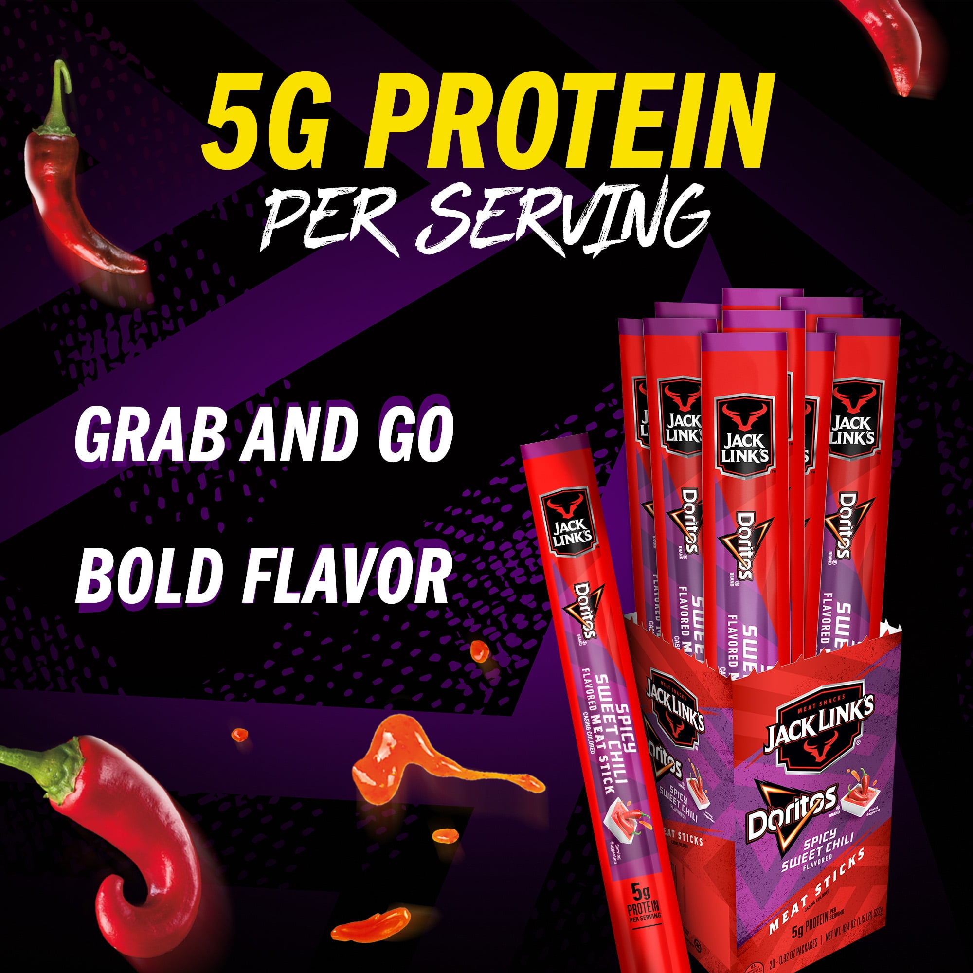 Jack Link’s® Doritos® Spicy Sweet Chili Flavored Meat Stick Jerky & Dried Meats, 0.92 oz Bag
