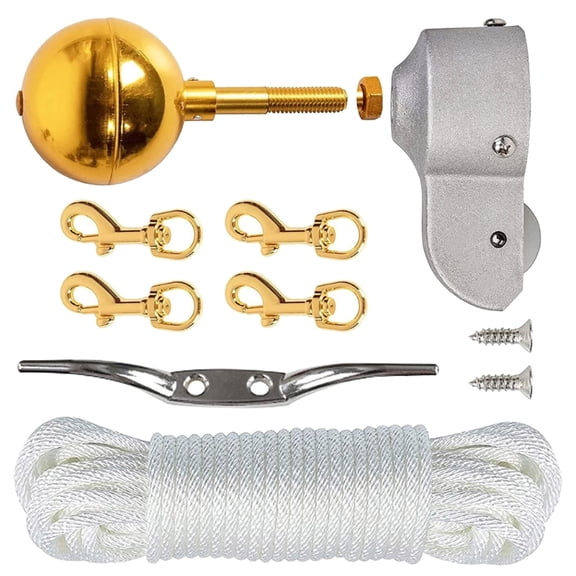 AOOOWER Flagpole Mounting Set System 3Inch Aluminum Ball Lock Nut And 2Inch Truck With Nylon Pulley For Smooth Rope Operations