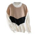 thumbnail image 2 of Pull Décontracté à Manches Longues Col Rond Bloc de Couleur Automne et Hiver pour Femmes (Beige, L), 2 of 8