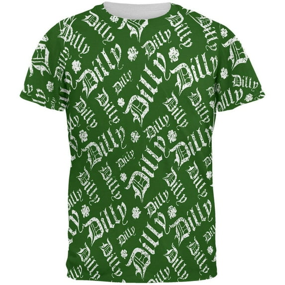 St. Patrick's Day Dilly Dilly Old English Pattern All Over Mens T Shirt Multi SM