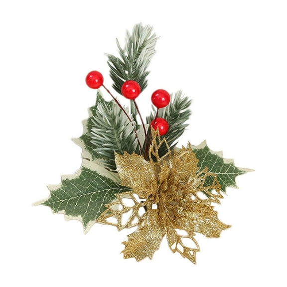 OAVQHLG3B Artificial Christmas Red Berry Picks Pine Cones Holly Berries Flower Stem Needles Branches Fake Greenery Floral Picks for Xmas Tree Crafts Party Festive Home Decor