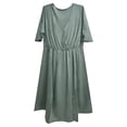 thumbnail image 4 of Gyujnb Cross Wrap V Neck Maternity Nursing Midi Dress Loose Half Elbow Sleeve Under Bust Gathered Empire Waist Solid Flowy Soft Breathable Stretch Knit Gown,XXL, 4 of 4