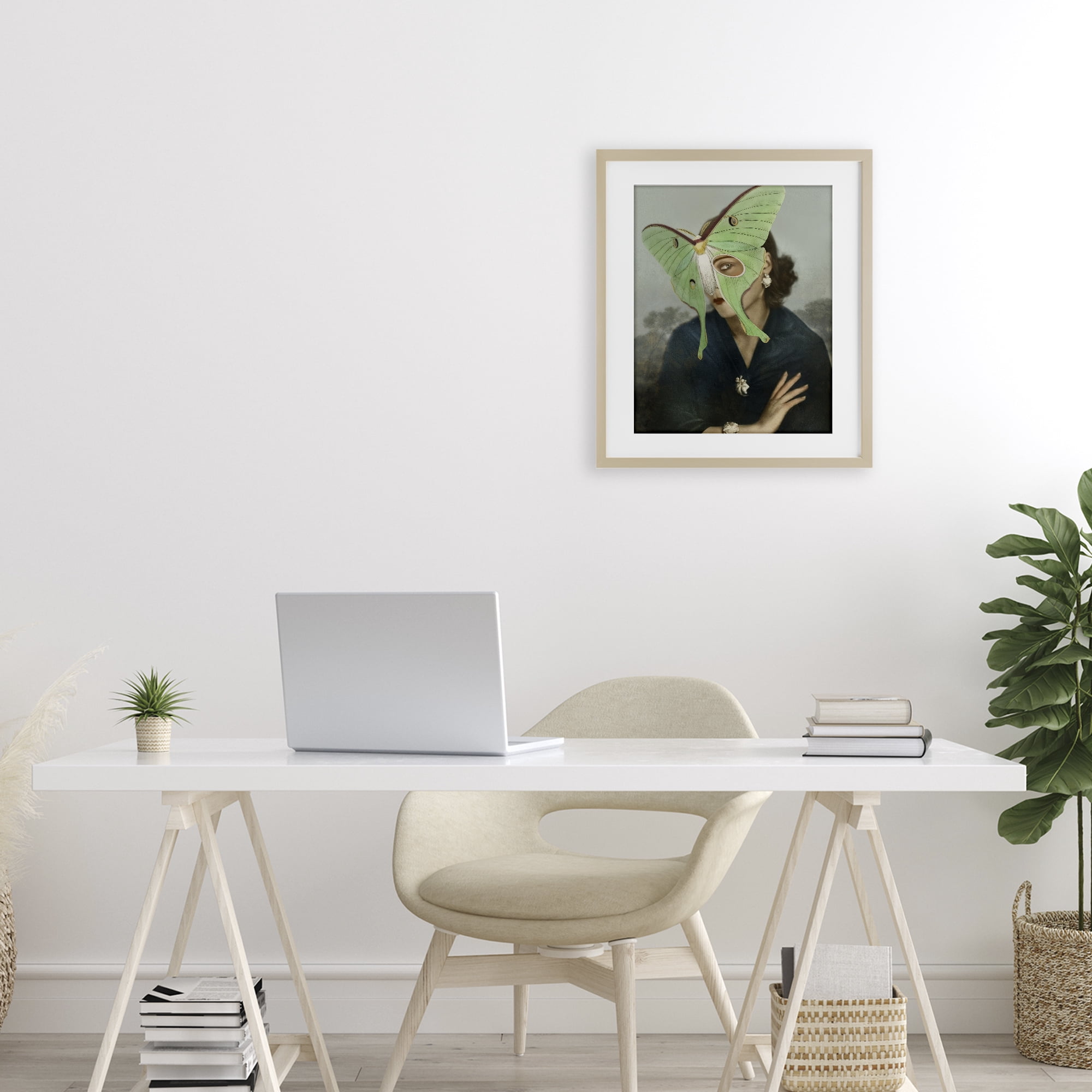 Stupell Industries Naturalist Portrait with Moth Birch Framed Print Under Glass, design by Victoria Barnes