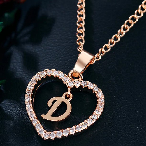 Collar con colgante de corazón para mujer, joyería con iniciales de nombre, 26 letras, circonita, amor, regalos para niñas, accesorios de la primera letra