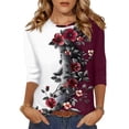 thumbnail image 1 of Blusa Zeagoo con estampado floral de manga 3/4 tipo túnica para mujer, 1 of 5