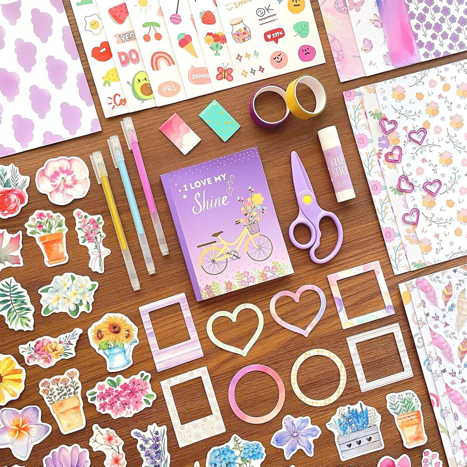DIY Journal Kit for Girls - 180 Pcs Scrapbook & Diary Supplies Set, Ideal for Teen and Tween Girls Ages 8 9 10 11 12 13 14+ Christmas Gifts for Teen Girls, Journaling Art Crafts Kit (Purple)
