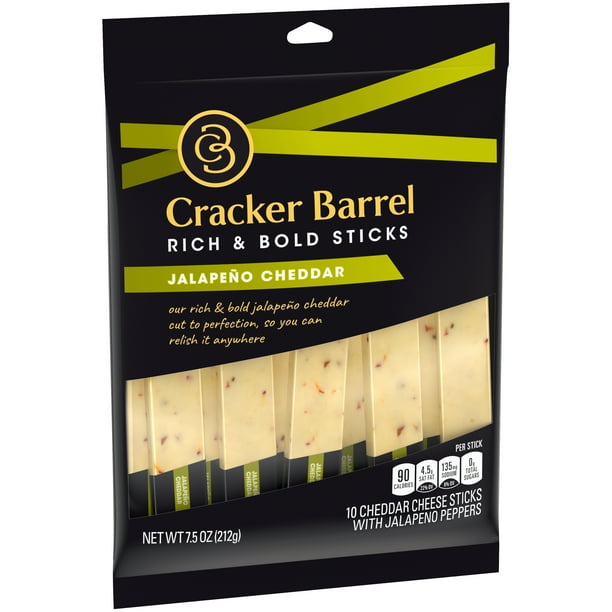 Cracker Barrel Jalapeno Cheddar Cheese Sticks, 10 ct - oz Bag - Walmart