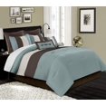 thumbnail image 2 of Chezmoi Collection 8-Piece Luxury Striped Comforter Set (Blue/Brown/Beige, California King), 2 of 5