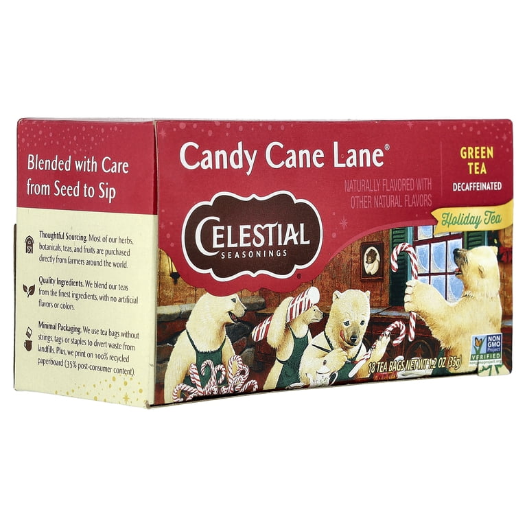 Celestial Seasonings Holiday Candy Cane Lane Decaf Green Tea Bags