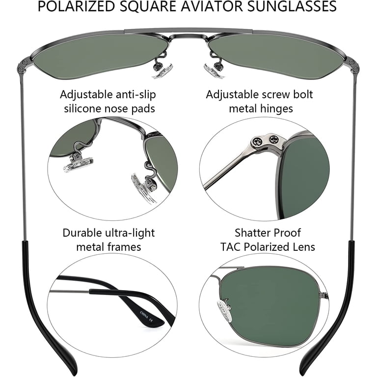 Polarized Metal Aviator Sunglasses with Adjustable Nose Pads Nola | Aviator Polarized Sunglasses | Fifth & Ninth – Fifth  main image 3