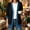 Black, variant on Women's Fall V Neck Coat Lightweight V Neck Button Front 3/4 Sleeve Coat Frayed Hem Winter Casual Outerwear with Patch Pockets