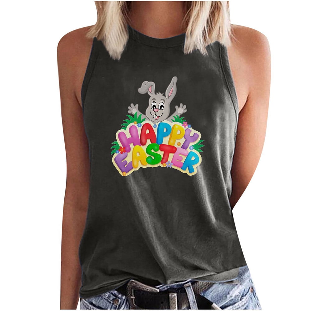 Joau Colorful Happy Easter Tank Tops for Women Funny Graphic Vest Casual Sleeveless Tee Shirts - Walmart.com