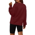 thumbnail image 2 of Duoif Fall Sweatshirts for Women, Women's Cute Crewneck Pullover - Oversized Fleece Winter Top Womens Sweatshirt Wine L, 2 of 8