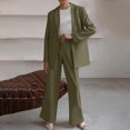 thumbnail image 2 of Ashirexll Outfits for Women, Two Piece Sets for Women, Solid Color Matching Long Sleeve Button Coat and Trousers Sophisticated Suit Set, 2 of 7