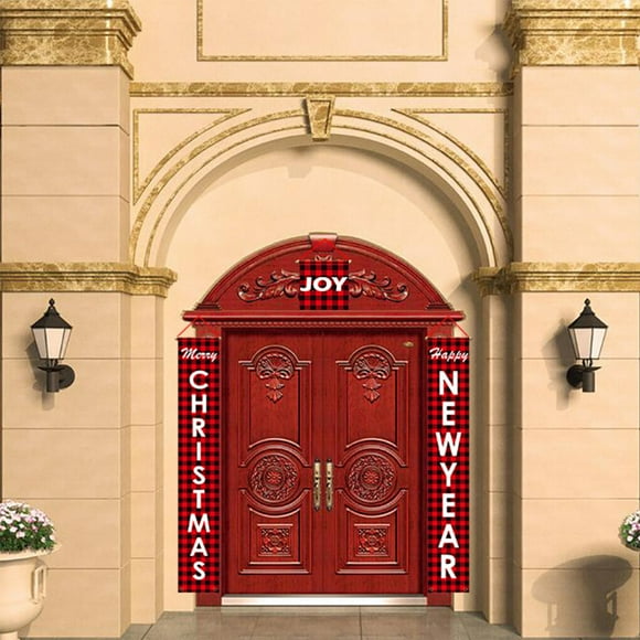 justharion Christmas Door Couplet Holiday Decors Scene Layout Xmas Curtain Doorway Background Hanging Decorations Festival Pendant Prop Type 2