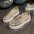thumbnail image 4 of Xucatan Women's Fashionable Rhinestone Embellished Mesh Flats with Floral Appliqués, Breathable Slip-On Loafers with Cushioned Padded Insole, Sparkly Round Toe Comfortable Shoes Gift, 4 of 9