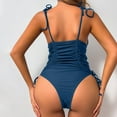 thumbnail image 5 of Wyobmus Women's One Piece Swimsuits Side Tie Open Back Bathing Suit Tummy Control Adjustable Spaghetti Straps High Cut Swimwear B-Light Blue, 5 of 5