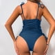 thumbnail image 5 of Trajes de baño de una pieza para mujer, traje de baño de bikini con tirantes y espalda descubierta de color liso para mujer, 5 of 5