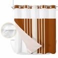 thumbnail image 2 of Burnt Orange Beige Striped No Hook Shower Curtain Waterproof,Bathroom Curtains with Snap in Liners and See Through Top Window,Modern Farmhouse Retro Lines Hotel Bathtub Curtains Shower 66"Wx72"L, 2 of 8