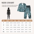 thumbnail image 4 of Salouo Blue Color Cactus Pattern Women's Pajamas Set Long Sleeve Button Down Sleepwear Soft Pj Lounge Sets for women 2 Piece Pjs Set with Long Pants-Medium, 4 of 7