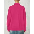 thumbnail image 5 of KelaJuan Women Turtleneck Sweater Casual Long Sleeve Solid Color Loose Fit Knitwear Winter Knit Pullover Tops, 5 of 6