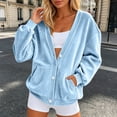 thumbnail image 2 of bravefron Women's Velour Cardigan Coat Jacket Long Sleeve Open Front Outerwear Soft Warm Button Jacket with Side Pockets Fall Velvet Casual Jackets, 2 of 5