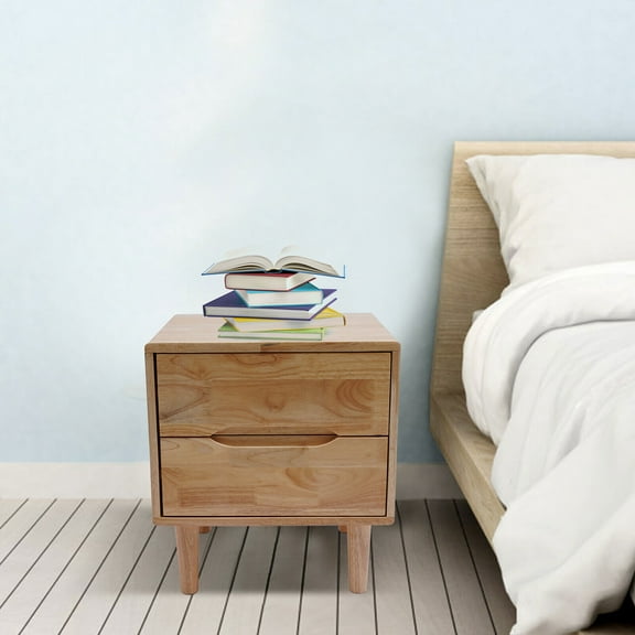 Nightstand 2 Drawers Wooden Sofa End Table Bedside Storage Organizer Bedroom