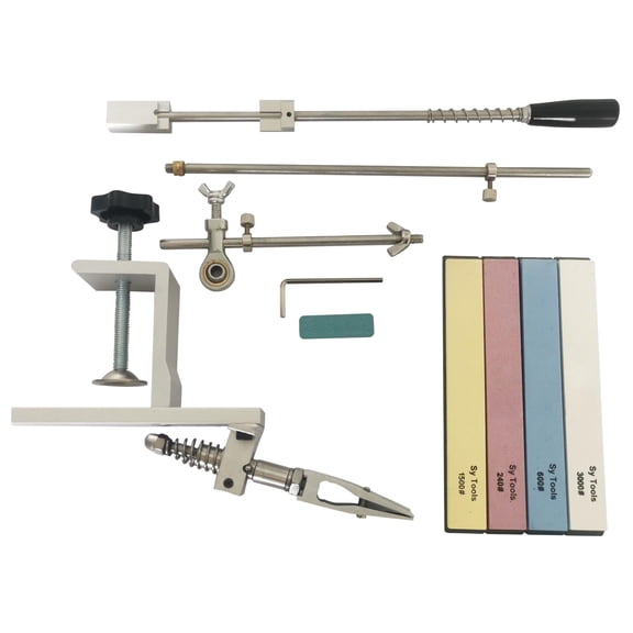 Professional Knife Sharpener System with 4 Whetstones 360° Rotation Flip Design Fixed-Angle Aluminum Alloy Kitchen Chef Knife Sharpening Kit Abrasive Holding System Tools