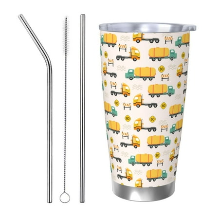 

Logiee Cars Print 20OZ Car Cup with Lid Stainless Steel Vacuum Insulated Double Wall Travel Tumbler Durable Insulated Coffee Mug Thermal Cup with Straw-Straw Three-piece Set