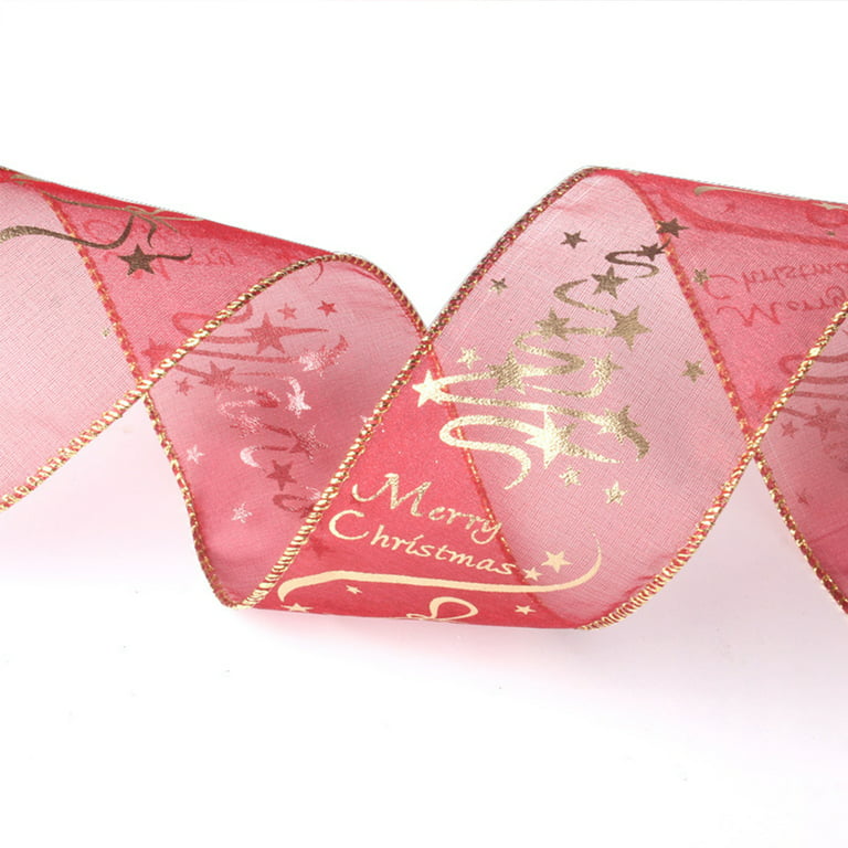 Sheer Organza Glitter Hearts Valentine's Day Wired Ribbon, 1-1/2
