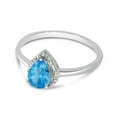 thumbnail image 3 of 10k White Gold Pear Blue Topaz And Diamond Ring, 3 of 6