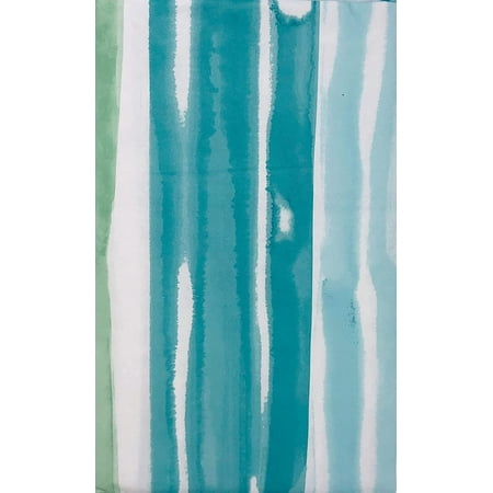 

Serafina Home Watercolor Sea Stripes Abstract Vinyl Flannel Back Tablecloth 52 x 70 Oblong