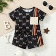 thumbnail image 2 of NZRVAWS Toddler Baby Boys 2 Years Boys Outfit Set Short Sleeve BABY Print Top and Shorts Set Summer Baby Boys Clothes Black 3 Years, 2 of 8