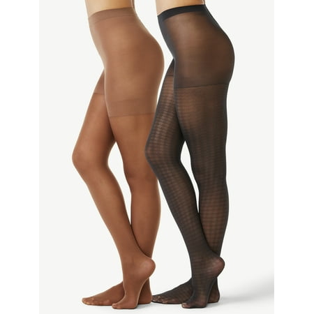 

Joyspun Women s Houndstooth and Opaque Tights 2-Pack Sizes S to 2XL