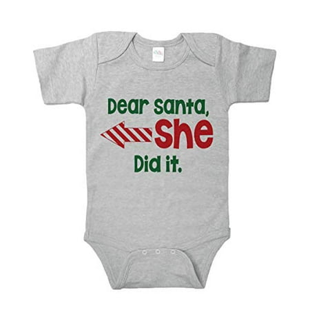 

7 ate 9 Apparel Funny Kids Santa Christmas Onepiece Grey