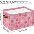 thumbnail image 4 of GZHJMY Collapsible Storage Basket with Handles, Pink Dog Paw Canvas Fabric Storage Bins Toys Clothes for Bedroom, Nursery, Shelves, Closets (1PACK) Collapsible Organizer, 4 of 7