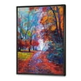thumbnail image 3 of Designart 'Red Autumn Landscape With Little Road' Traditional Framed Canvas Wall Art Print, 3 of 5