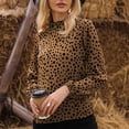 thumbnail image 5 of Women's Polka Dot Leopard Blouses Dressy Long Sleeve Mock Neck Shirt Tops Loose Fit Elegant Work Office Tshirts Top, 5 of 5