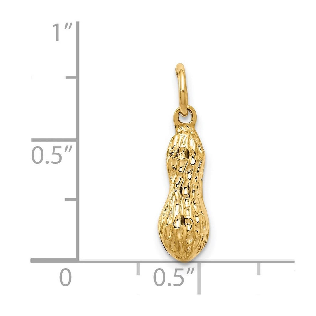 14k Yellow Gold Hollow Polished Peanut Charm 16x5mm Pendant Necklace for Women - 1.1 Grams