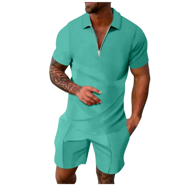 Men's Suits Distinguished Two-Piece Set Featuring Solid Color Shirt and Zipper Top for Modern Formal and Casual Events