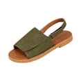 thumbnail image 2 of IEMIEMIEM Women's Flat Sandals Open Toe Buckle Strap Soft Lightweight Footbed 2026 Summer Beach Walking Cushion Wedge Sandals Army Green 7 Wide, 2 of 5