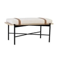thumbnail image 6 of Nathan James Thatcher Upholstered Entryway Bench with Removable Boucle Cushion, Vegan Leather Straps, and Matte Black Metal Legs, 6 of 6