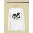 thumbnail image 3 of Festive Christmas Cow Lights Women's Long Sleeve, 3 of 4