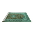 thumbnail image 2 of Ahgly Company Machine Washable Indoor Rectangle Medallion Turquoise Blue Traditional Area Rugs, 8' x 10', 2 of 4