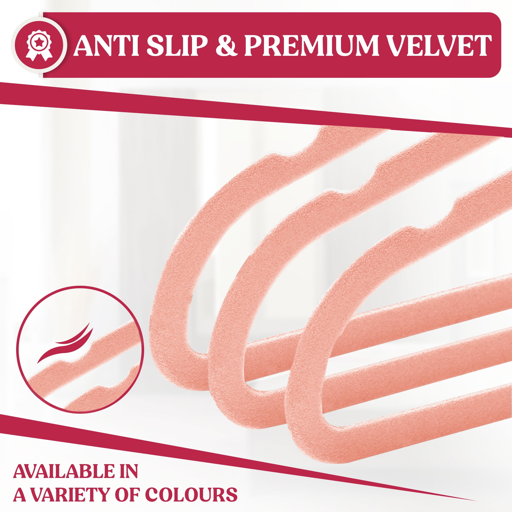 Lux Decor Collection Velvet Hangers Space Saving and Non-Slip Hangers - 30 Pack, Pink