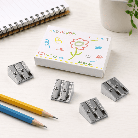 12 Pcs Metal Pencil Sharpeners, Double Hole Manual Pencil Sharpener Set with Storage Box, Compact Sharpeners for Office, Home, Drawing, Sketching and General Stationery Supplies