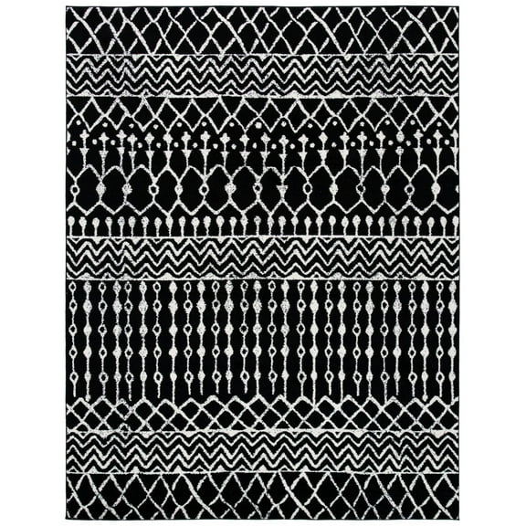SAFAVIEH Tulum Glen Moroccan Geometric Area Rug, 8' x 10', Black/Ivory